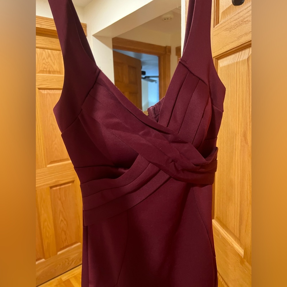 Wine floor length bridesmaid dress